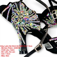 Giày Latin Nữ Đính Đá 225D Gót 7.5cm (225D7P) - Đen