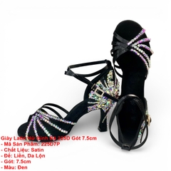 Giày Latin Nữ Đính Đá 225D Gót 7.5cm (225D7P) - Đen