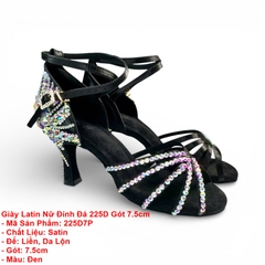Giày Latin Nữ Đính Đá 225D Gót 7.5cm (225D7P) - Đen