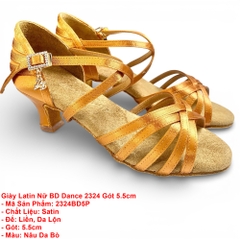 Giày Latin Nữ BD Dance 2324 Gót 5.5cm (2324BD5P) - Nâu Da Bò + Size