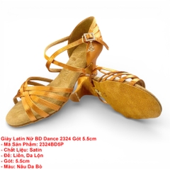 Giày Latin Nữ BD Dance 2324 Gót 5.5cm (2324BD5P) - Nâu Da Bò + Size