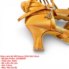 Giày Latin Nữ BD Dance 2324 Gót 5.5cm (2324BD5P) - Nâu Da Bò + Size