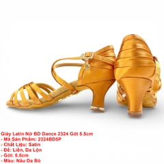 Giày Latin Nữ BD Dance 2324 Gót 5.5cm (2324BD5P) - Nâu Da Bò + Size