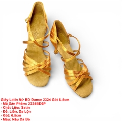 Giày Latin Nữ BD Dance 2324 Gót 6.5cm (2324BD6P) - Nâu Da Bò + Size