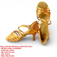 Giày Latin Nữ BD Dance 2324 Gót 6.5cm (2324BD6P) - Nâu Da Bò + Size
