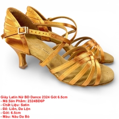 Giày Latin Nữ BD Dance 2324 Gót 6.5cm (2324BD6P) - Nâu Da Bò + Size