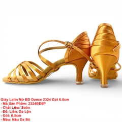 Giày Latin Nữ BD Dance 2324 Gót 6.5cm (2324BD6P) - Nâu Da Bò + Size