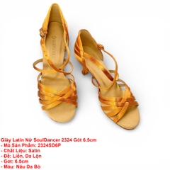 Giày Latin Nữ SoulDancer 2324 Gót 6.5cm (2324SD6P) - Nâu Da Bò