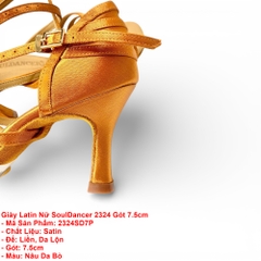Giày Latin Nữ SoulDancer 2324 Gót 7.5cm (2324SD7P) - Nâu Da Bò