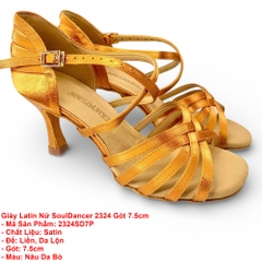 Giày Latin Nữ SoulDancer 2324 Gót 7.5cm (2324SD7P) - Nâu Da Bò