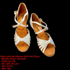Giày Latin Nữ KDance 2341 Gót 5.5cm (2341K5P) - Bạc