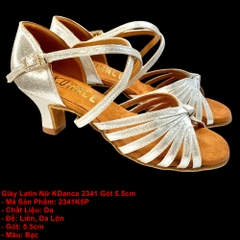 Giày Latin Nữ KDance 2341 Gót 5.5cm (2341K5P) - Bạc