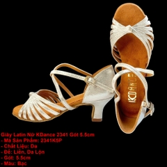 Giày Latin Nữ KDance 2341 Gót 5.5cm (2341K5P) - Bạc