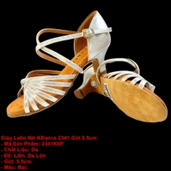 Giày Latin Nữ KDance 2341 Gót 5.5cm (2341K5P) - Bạc