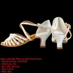 Giày Latin Nữ KDance 2341 Gót 5.5cm (2341K5P) - Bạc