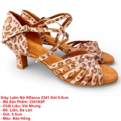 Giày Latin Nữ KDance 2341 Gót 5.5cm (2341K5P) - Báo Hồng