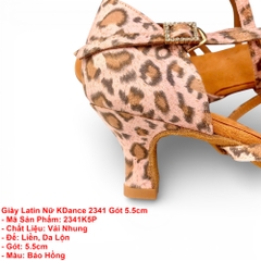 Giày Latin Nữ KDance 2341 Gót 5.5cm (2341K5P) - Báo Hồng