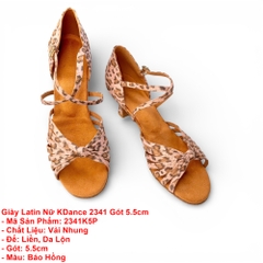 Giày Latin Nữ KDance 2341 Gót 5.5cm (2341K5P) - Báo Hồng