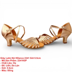 Giày Latin Nữ KDance 2341, Da PU, Gót 5.5cm (2341K5P) - Đồng