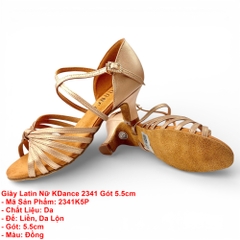 Giày Latin Nữ KDance 2341, Da PU, Gót 5.5cm (2341K5P) - Đồng