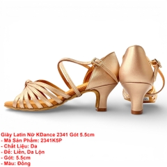 Giày Latin Nữ KDance 2341, Da PU, Gót 5.5cm (2341K5P) - Đồng