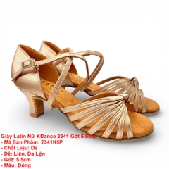 Giày Latin Nữ KDance 2341, Da PU, Gót 5.5cm (2341K5P) - Đồng