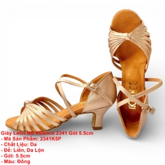 Giày Latin Nữ KDance 2341, Da PU, Gót 5.5cm (2341K5P) - Đồng