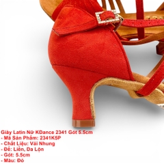 Giày Latin Nữ KDance 2341 Gót 5.5cm (2341K5P) - Đỏ