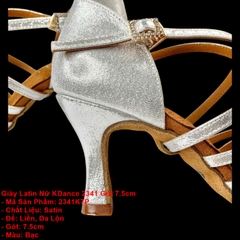 Giày Latin Nữ KDance 2341 Gót 7.5cm (2341K7P) - Bạc