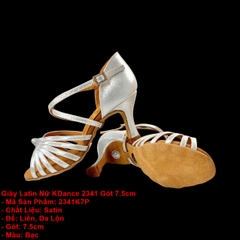 Giày Latin Nữ KDance 2341 Gót 7.5cm (2341K7P) - Bạc