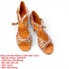 Giày Latin Nữ KDance 2341 Gót 7.5cm (2341K7P) - Báo Hồng
