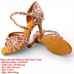 Giày Latin Nữ KDance 2341 Gót 7.5cm (2341K7P) - Báo Hồng
