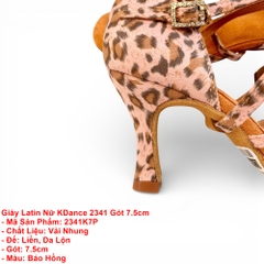 Giày Latin Nữ KDance 2341 Gót 7.5cm (2341K7P) - Báo Hồng