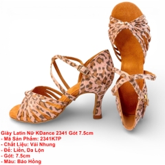 Giày Latin Nữ KDance 2341 Gót 7.5cm (2341K7P) - Báo Hồng
