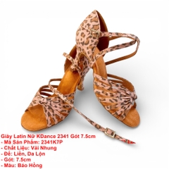 Giày Latin Nữ KDance 2341 Gót 7.5cm (2341K7P) - Báo Hồng