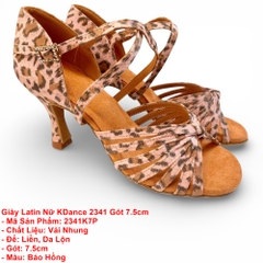Giày Latin Nữ KDance 2341 Gót 7.5cm (2341K7P) - Báo Hồng