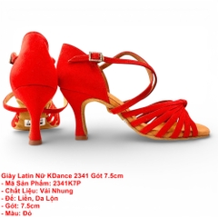 Giày Latin Nữ KDance 2341 Gót 7.5cm (2341K7P) - Đỏ