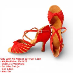 Giày Latin Nữ KDance 2341 Gót 7.5cm (2341K7P) - Đỏ