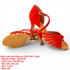 Giày Latin Nữ KDance 2341 Gót 7.5cm (2341K7P) - Đỏ