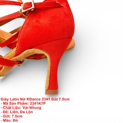 Giày Latin Nữ KDance 2341 Gót 7.5cm (2341K7P) - Đỏ