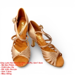 Giày Latin Nữ KDance 2341, Da PU, Gót 7.5cm (2341K7P) - Đồng