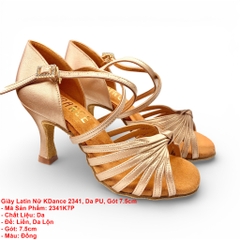Giày Latin Nữ KDance 2341, Da PU, Gót 7.5cm (2341K7P) - Đồng