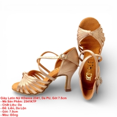 Giày Latin Nữ KDance 2341, Da PU, Gót 7.5cm (2341K7P) - Đồng