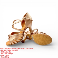 Giày Latin Nữ KDance 2341, Da PU, Gót 7.5cm (2341K7P) - Đồng