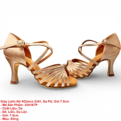 Giày Latin Nữ KDance 2341, Da PU, Gót 7.5cm (2341K7P) - Đồng