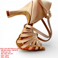 Giày Latin Nữ KDance 2341, Da PU, Gót 7.5cm (2341K7P) - Đồng