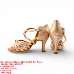 Giày Latin Nữ KDance 2341, Da PU, Gót 7.5cm (2341K7P) - Đồng