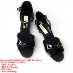 Giày Latin Nữ JustBDDance 2358 Gót 5.5cm (2358JB5P) - Đen Bóng + Size
