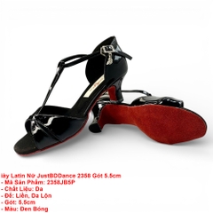 Giày Latin Nữ JustBDDance 2358 Gót 5.5cm (2358JB5P) - Đen Bóng + Size