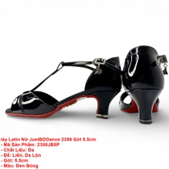 Giày Latin Nữ JustBDDance 2358 Gót 5.5cm (2358JB5P) - Đen Bóng + Size